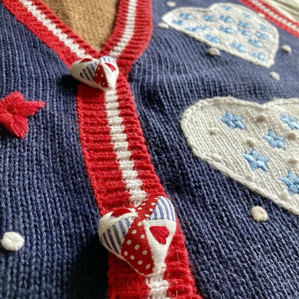 Vtg 1996 Eagles Eye Hand Knit Sweater Vest 3D Americana Marching Band USA Med - Picture 3 of 16